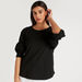 Solid Round Neck Top with 3/4 Sleeves-Shirts and Blouses-thumbnailMobile-4