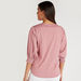 Solid Round Neck Top with 3/4 Sleeves-Shirts and Blouses-thumbnail-3