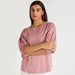 Solid Round Neck Top with 3/4 Sleeves-Shirts and Blouses-thumbnailMobile-4