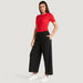 Solid Flexi Waist Flared Pants with Elasticised Waistband-Pants-thumbnail-1