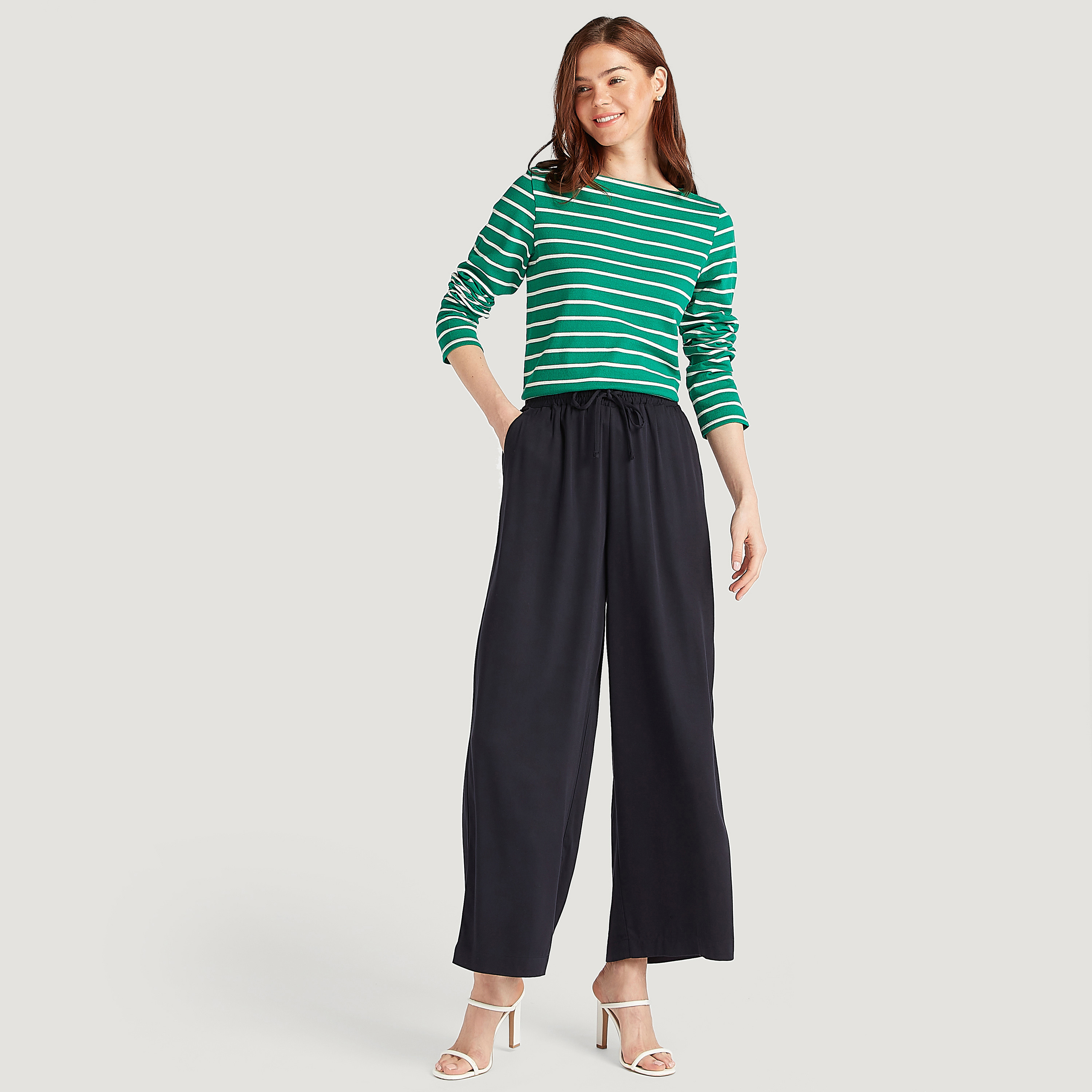 Striped T-shirt with Long Sleeves and Boat Neck-women-clothing-tshirts-image-2