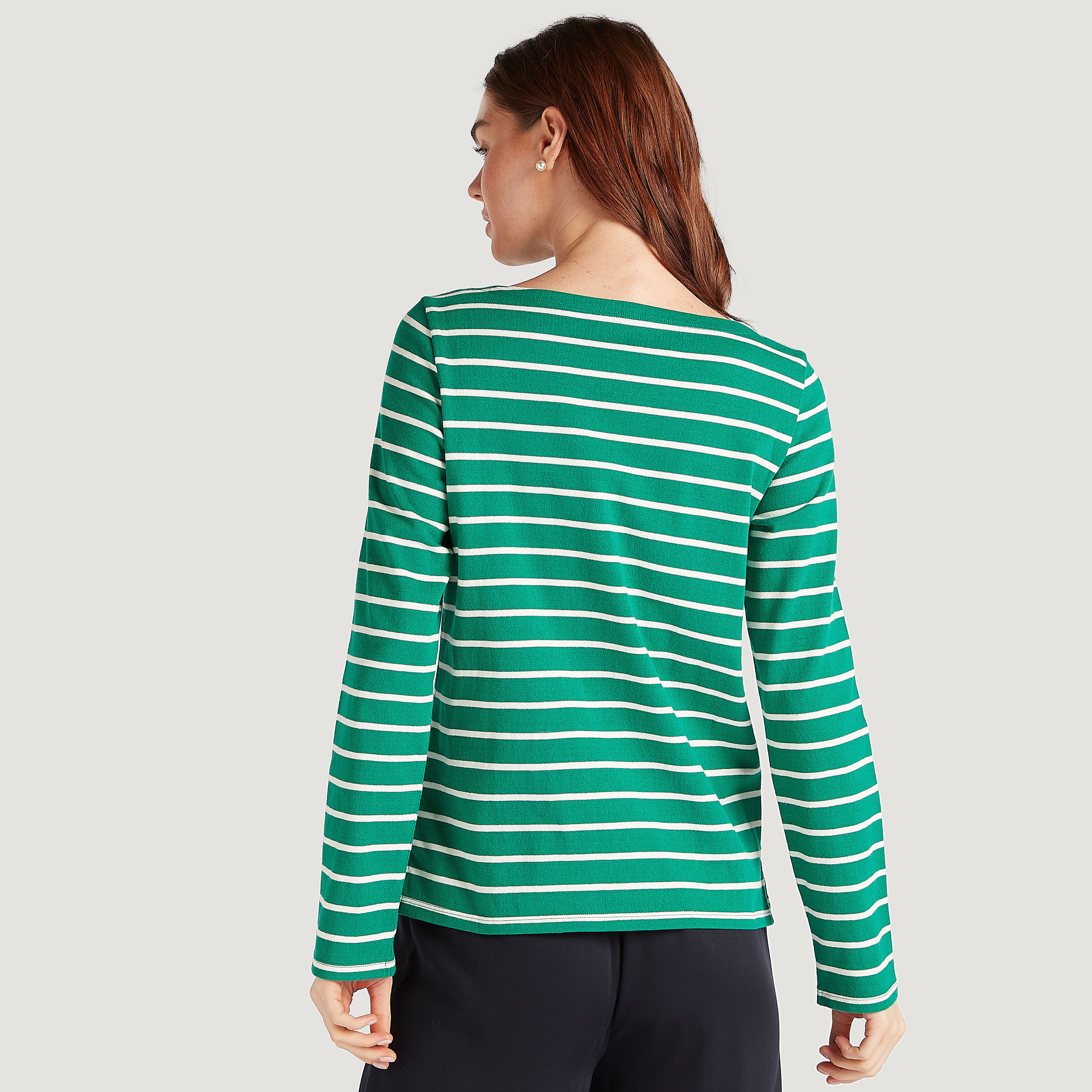 Striped T-shirt with Long Sleeves and Boat Neck-women-clothing-tshirts-image-4
