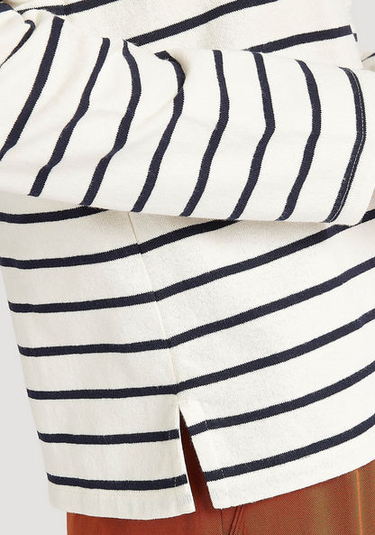 Striped T-shirt with Long Sleeves and Boat Neck-T Shirts-image-2