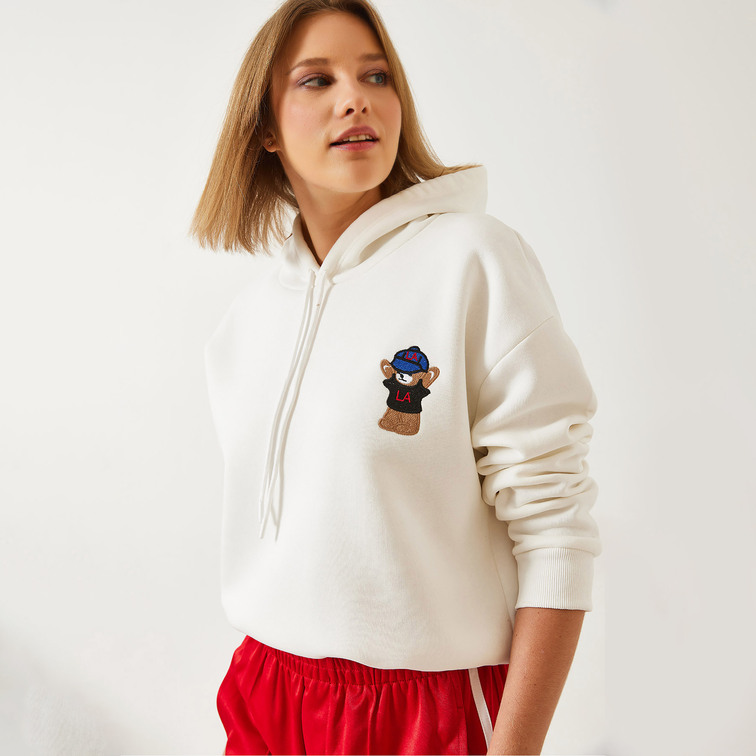 Bianco Lucci Embroidered Hooded Neck Women's Sweatshirt-women-clothing-hoodiesandsweatshirts-hoodies-image-5