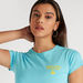 Printed T-shirt with Cap Sleeves and Crew Neck-T Shirts-thumbnail-2