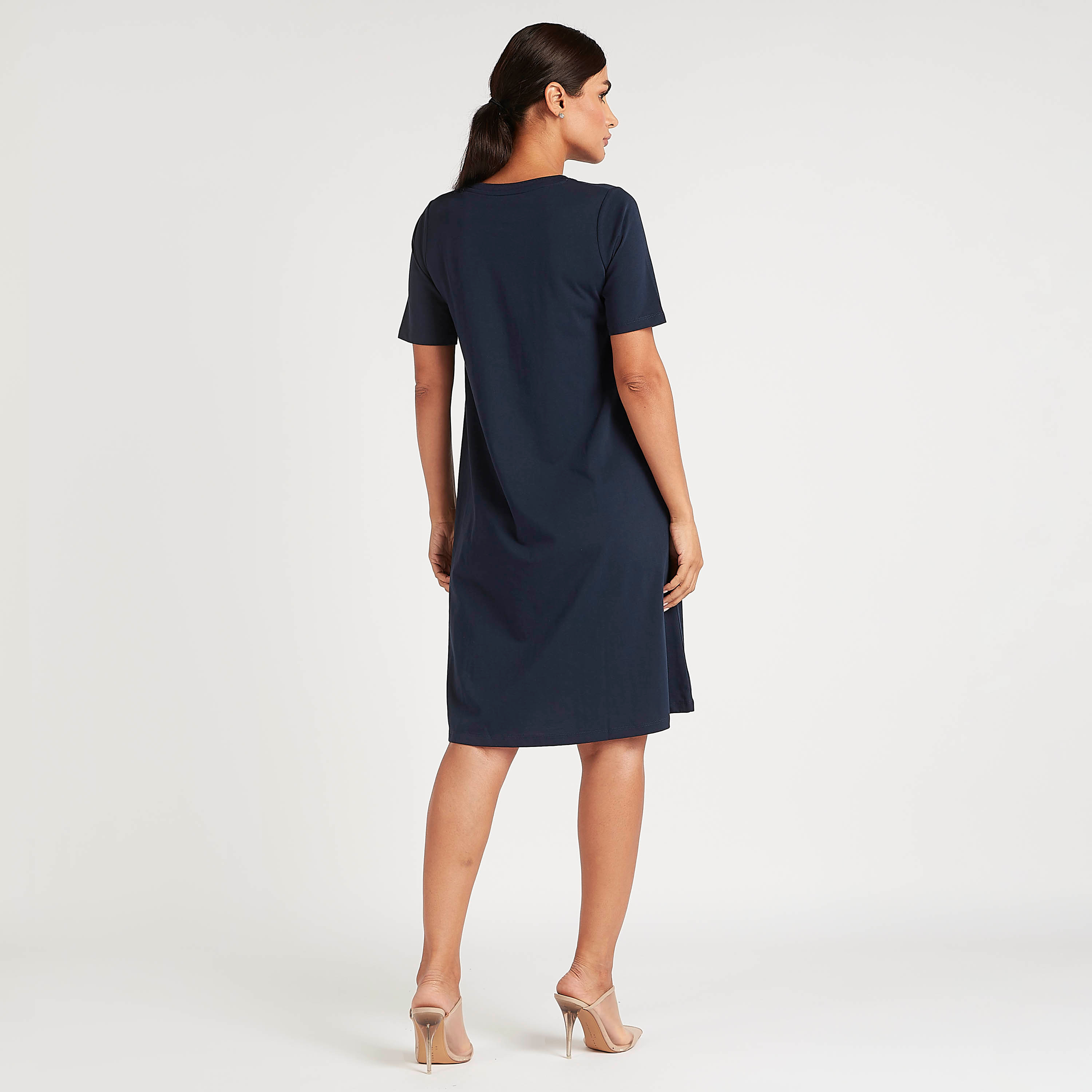 Solid Tunic with Short Sleeves and Pockets-women-clothing-dresses-image-4