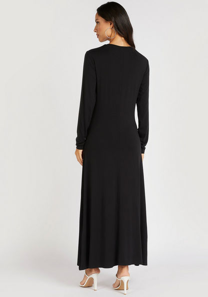 Solid Maxi Dress with Long Sleeves-Dresses-image-3