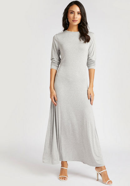 Solid Maxi Dress with Long Sleeves