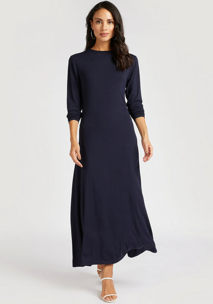 Solid Maxi Dress with Long Sleeves-Dresses-image-0