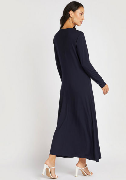 Solid Maxi Dress with Long Sleeves-Dresses-image-3