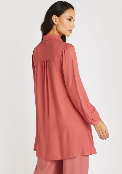 Solid Longline Shirt with Long Sleeves