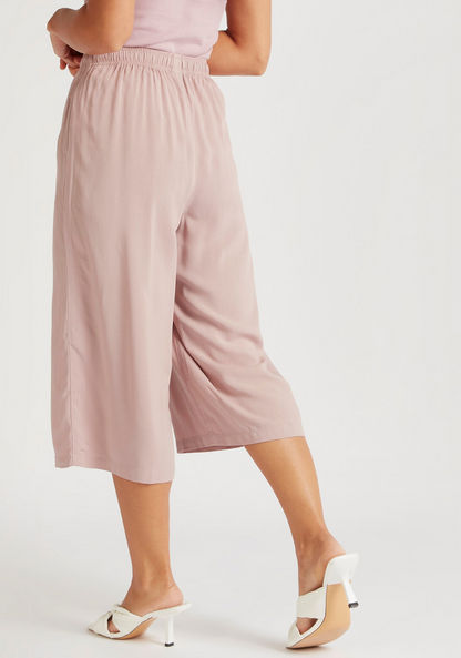 Solid Mid-Rise Culottes with Drawstring Closure and Pockets