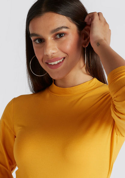 Solid High Neck T-shirt with Long Sleeves