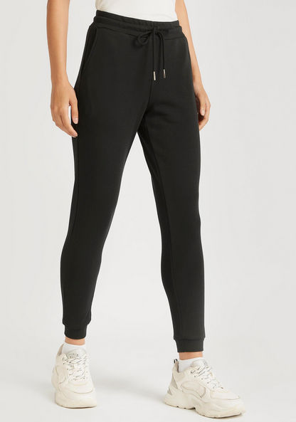 Solid Flexi Waist Joggers with Drawstring Closure and Pockets