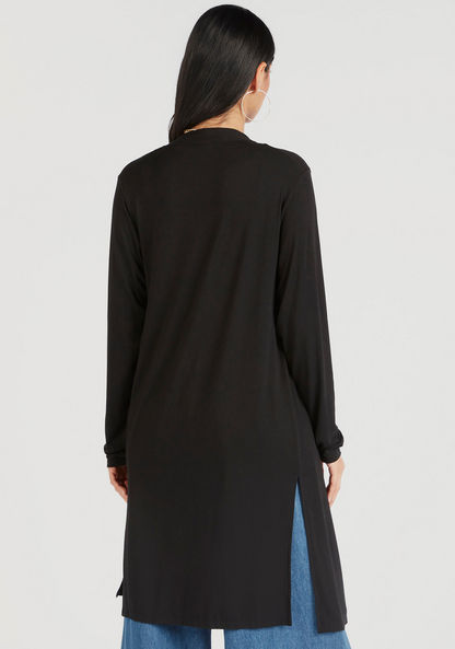 Solid Open Front Shrug with Long Sleeves