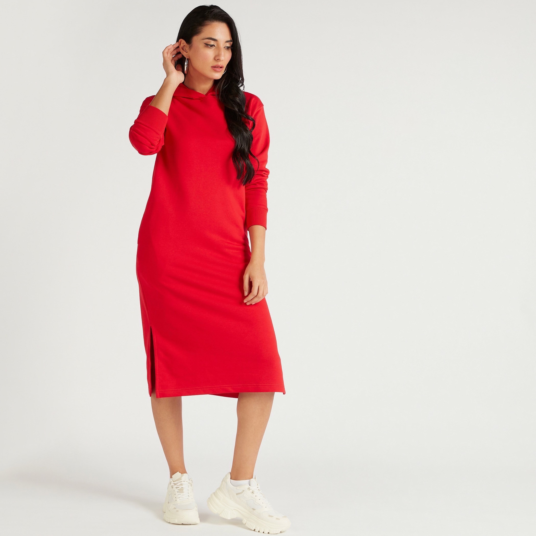 Midi shift hotsell dress with sleeves