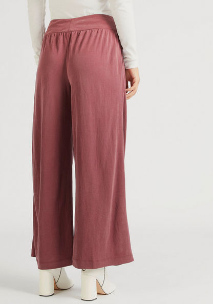Solid Palazzo Pants with Elasticised Waistband and Pockets