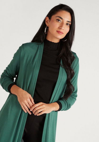 Solid Longline Jacket with Long Sleeves