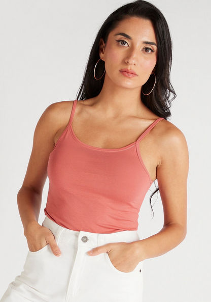 Solid Spaghetti Camisole with Scoop Neck