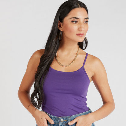 Solid Spaghetti Camisole with Scoop Neck