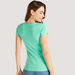 Solid V-neck T-shirt with Cap Sleeves-T Shirts-thumbnailMobile-3