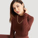 Solid Mock Turtle Neck T-shirt with Long Sleeves-T Shirts-thumbnail-0