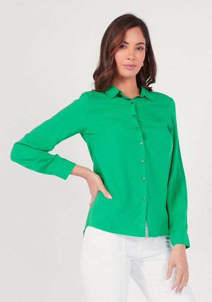 Solid Shirt with Long Sleeves and Button Closure-Shirts & Blouses-image-0