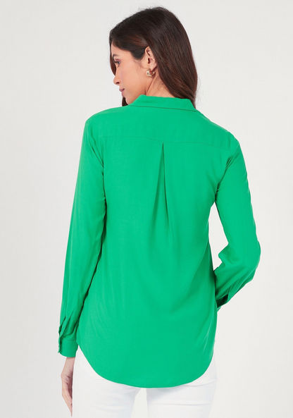 Solid Shirt with Long Sleeves and Button Closure-Shirts & Blouses-image-3
