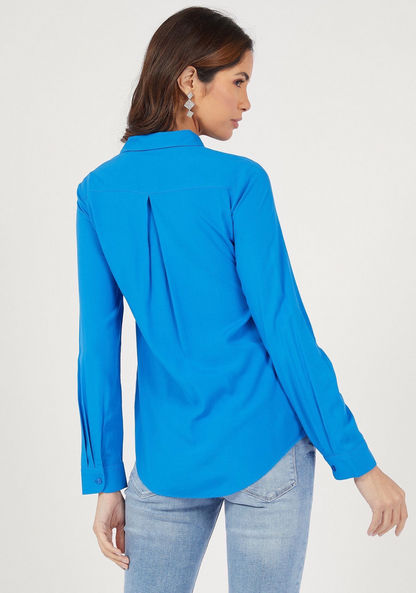 Solid Shirt with Long Sleeves and Button Closure-Shirts & Blouses-image-3