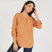 Solid V-neck Shirt Top with Long Sleeves-Shirts & Blouses-thumbnailMobile-0