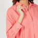 Solid High Low Shirt Tunic with Button Closure and Long Sleeves-Shirts & Blouses-thumbnail-2