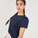 Solid Round Neck Top with Balloon Sleeves-Shirts & Blouses-thumbnailMobile-2