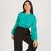 Solid Shirt with Mandarin Collar and Long Sleeves-Tops-thumbnailMobile-2