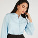 Solid Shirt with Mandarin Collar and Long Sleeves-Tops-thumbnailMobile-2