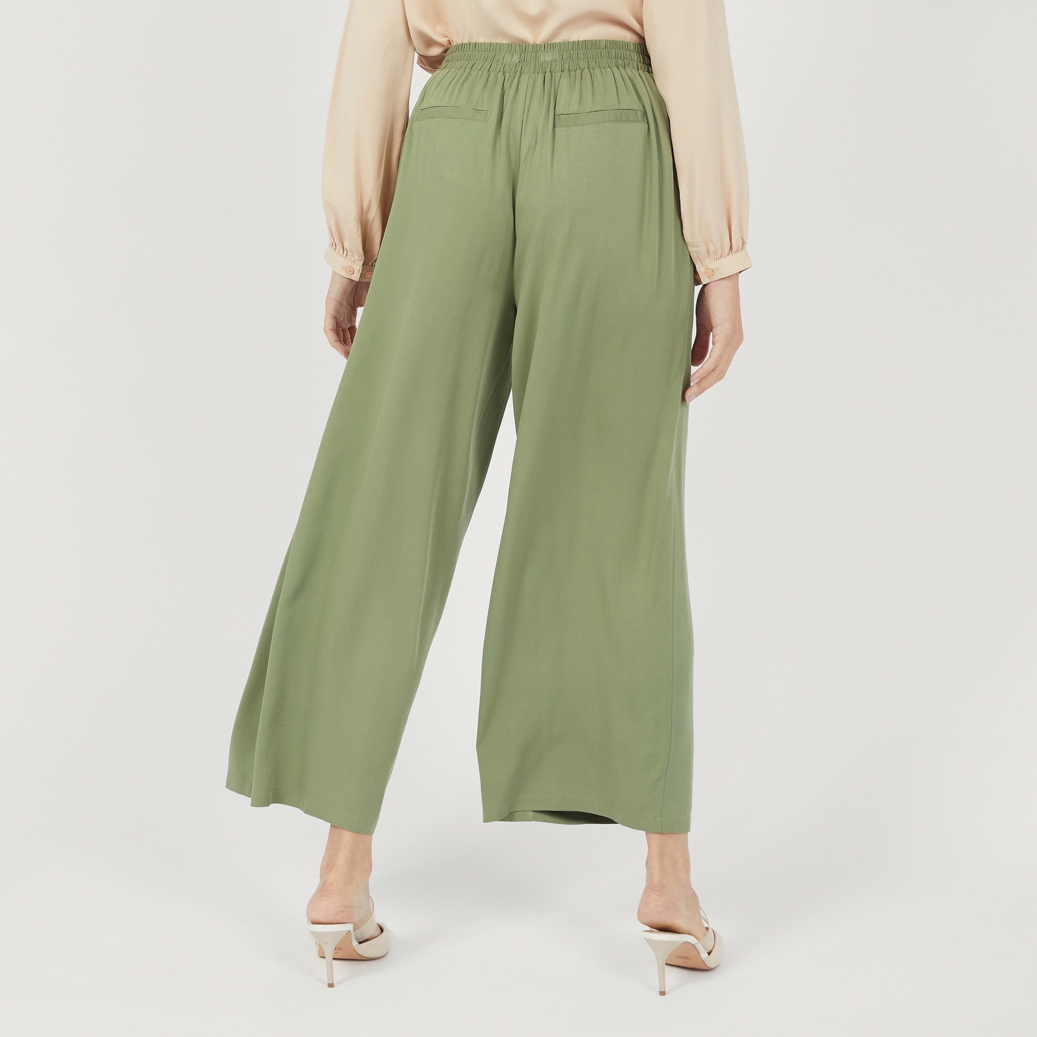 بنطلون بالازو بخصر مطاطي ورباط وجيوب -women-clothing-trousers-image-4
