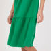 Solid Crew Neck Midi A-line Dress with Short Sleeves-Dresses-thumbnail-2