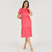 Solid Crew Neck Midi A-line Dress with Short Sleeves-Dresses-thumbnail-1