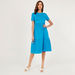 Solid Crew Neck Midi A-line Dress with Short Sleeves-Dresses-thumbnailMobile-0