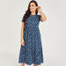 Floral Print Crew Neck Midi A-line Dress with Short Sleeves-Dresses-thumbnail-0