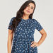 Floral Print Crew Neck Midi A-line Dress with Short Sleeves-Dresses-thumbnail-2