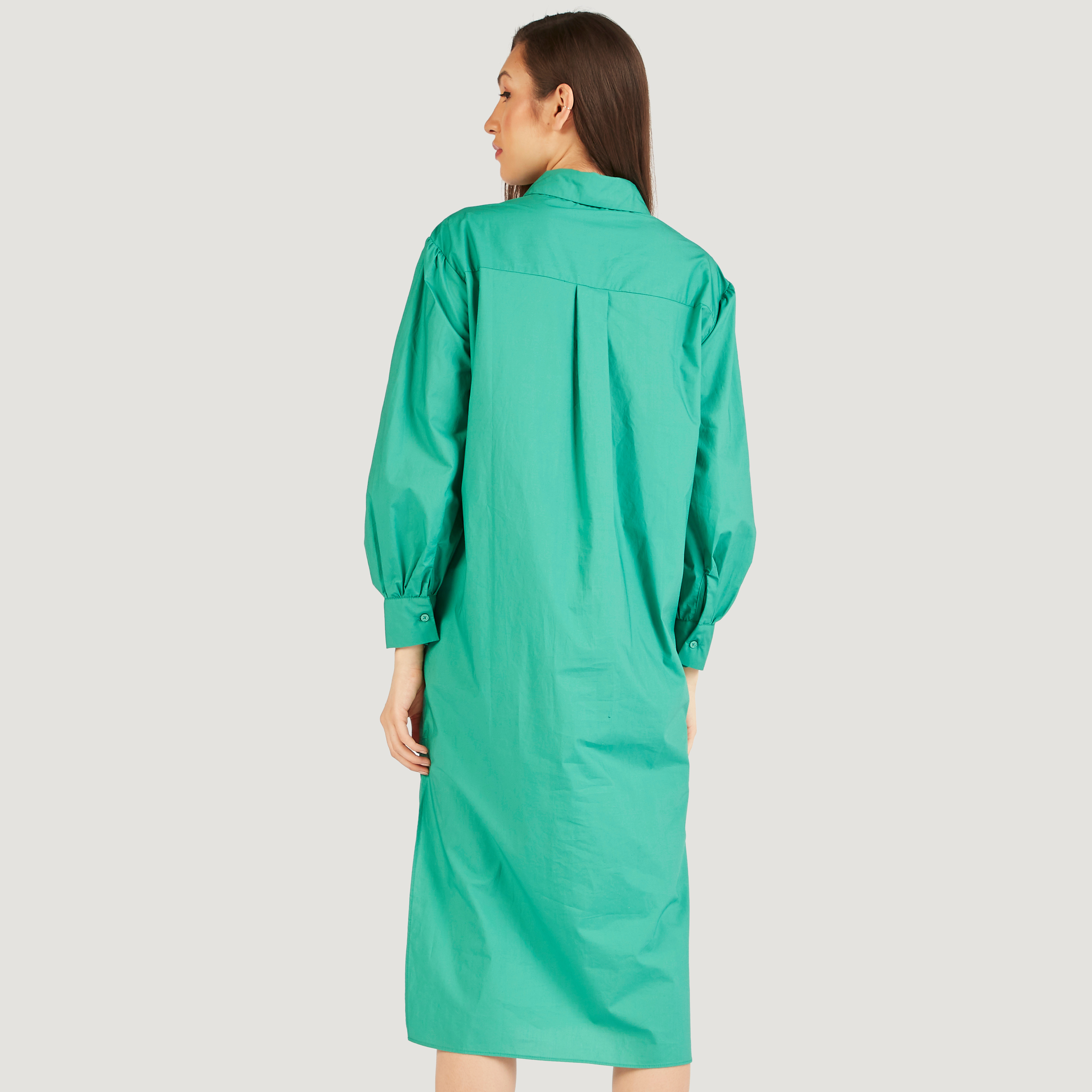 فستان قميص سادة بأكمام طويلة وجيوب-women-clothing-dresses-image-4