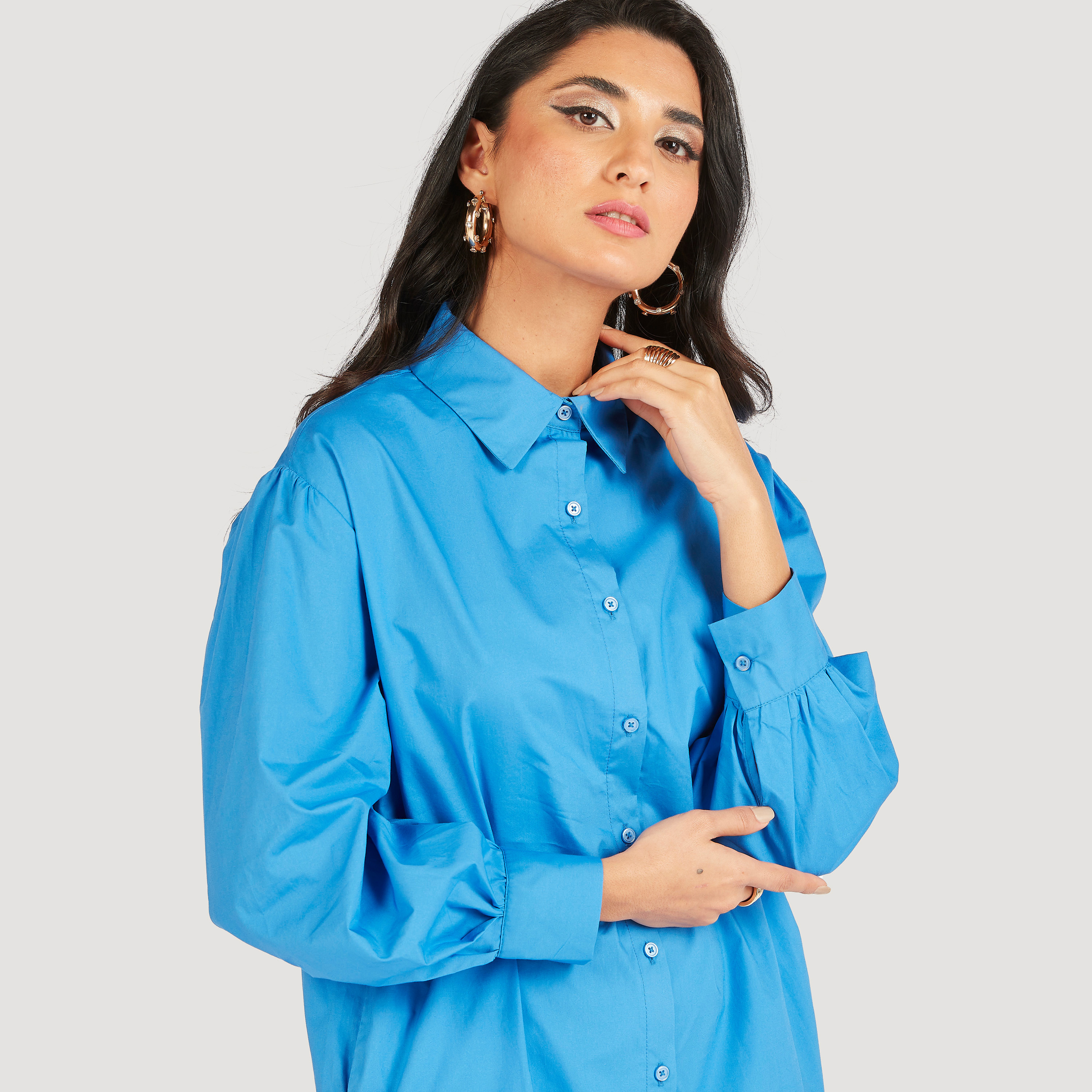 فستان قميص سادة بأكمام طويلة وجيوب-women-clothing-dresses-image-13