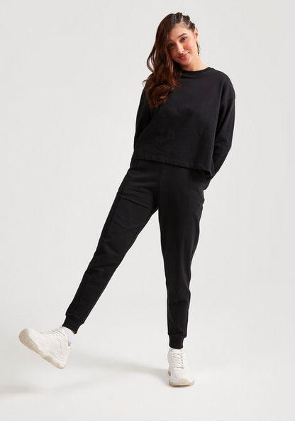 Solid Mid-Rise Joggers with Drawstring Closure and Pockets-Joggers-image-1