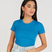 Textured Round Neck T-shirt with Short Sleeves-T Shirts-thumbnail-4