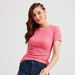 Textured Round Neck T-shirt with Short Sleeves-T Shirts-thumbnail-0
