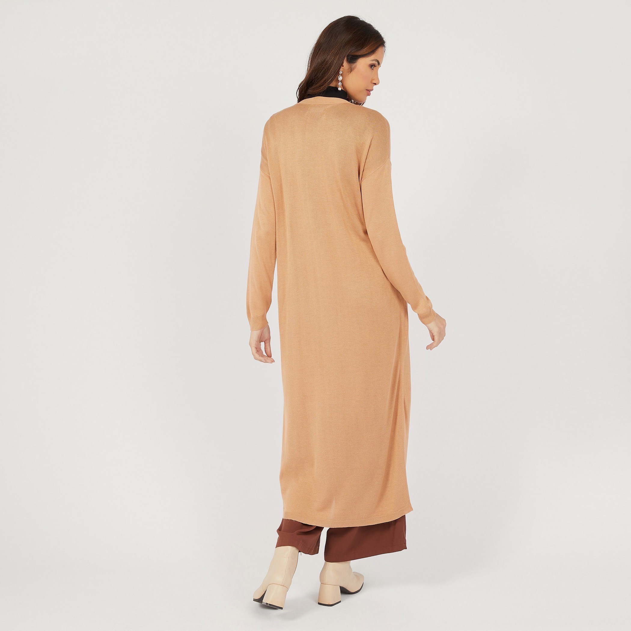 Solid Longline Shrug with Long Sleeves-women-winterwear-cardigansandjumpers-cardigans-image-4