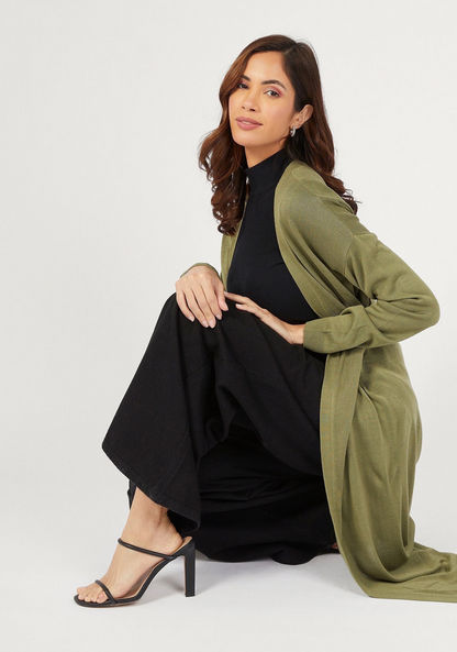 Solid Longline Shrug with Long Sleeves-Cardigans-image-1