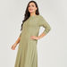 Solid Maxi A-line Dress with Crew Neck and Long Sleeves-Dresses-thumbnailMobile-1