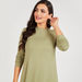 Solid Maxi A-line Dress with Crew Neck and Long Sleeves-Dresses-thumbnailMobile-2