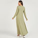 Solid Maxi A-line Dress with Crew Neck and Long Sleeves-Dresses-thumbnailMobile-3